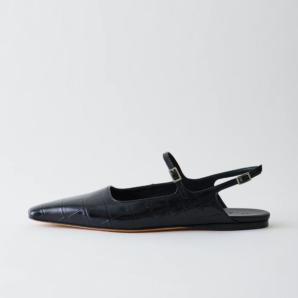 Tibi Croc Print Rudy Flat, black, 35.5 - Picture 1 of 7